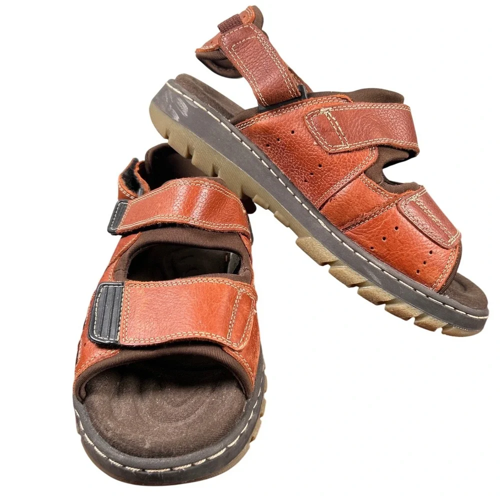 Earth Shoe Highlander Mens Sandals Brown Leather Fisherman Lug Sole Hiking 8.5